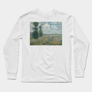 Poppy Fields near Argenteuil by Claude Monet Long Sleeve T-Shirt